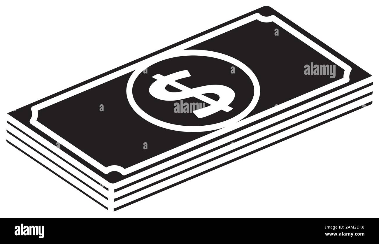 silhouette of stack bills money cash isolated icon Stock Vector