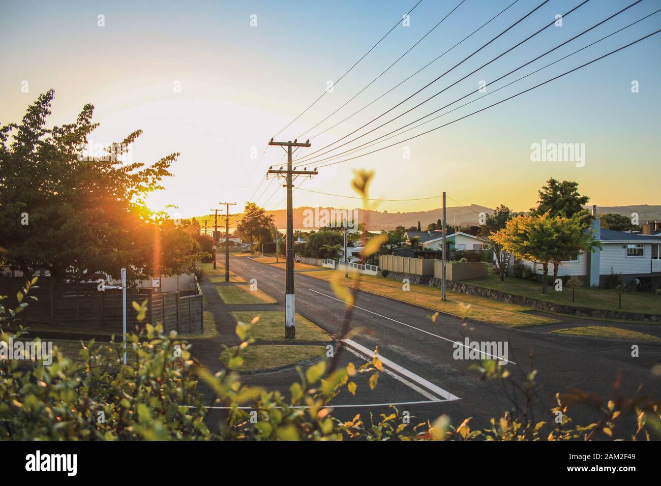 Idyllic sunset scenery in Taupo, North Island, New Zealand Stock Photo