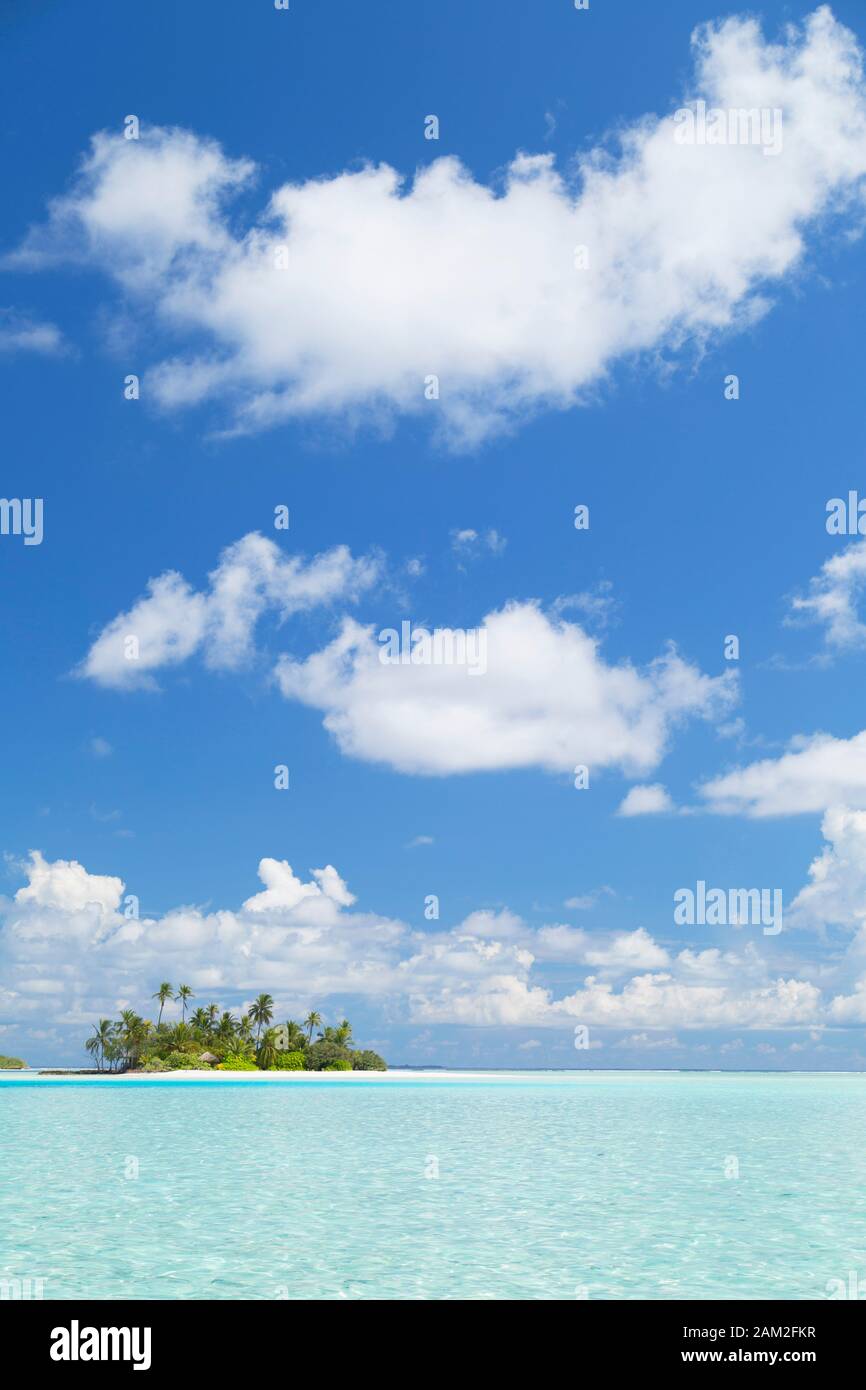 Tropical island, South Male Atoll, Kaafu Atoll, Maldives Stock Photo