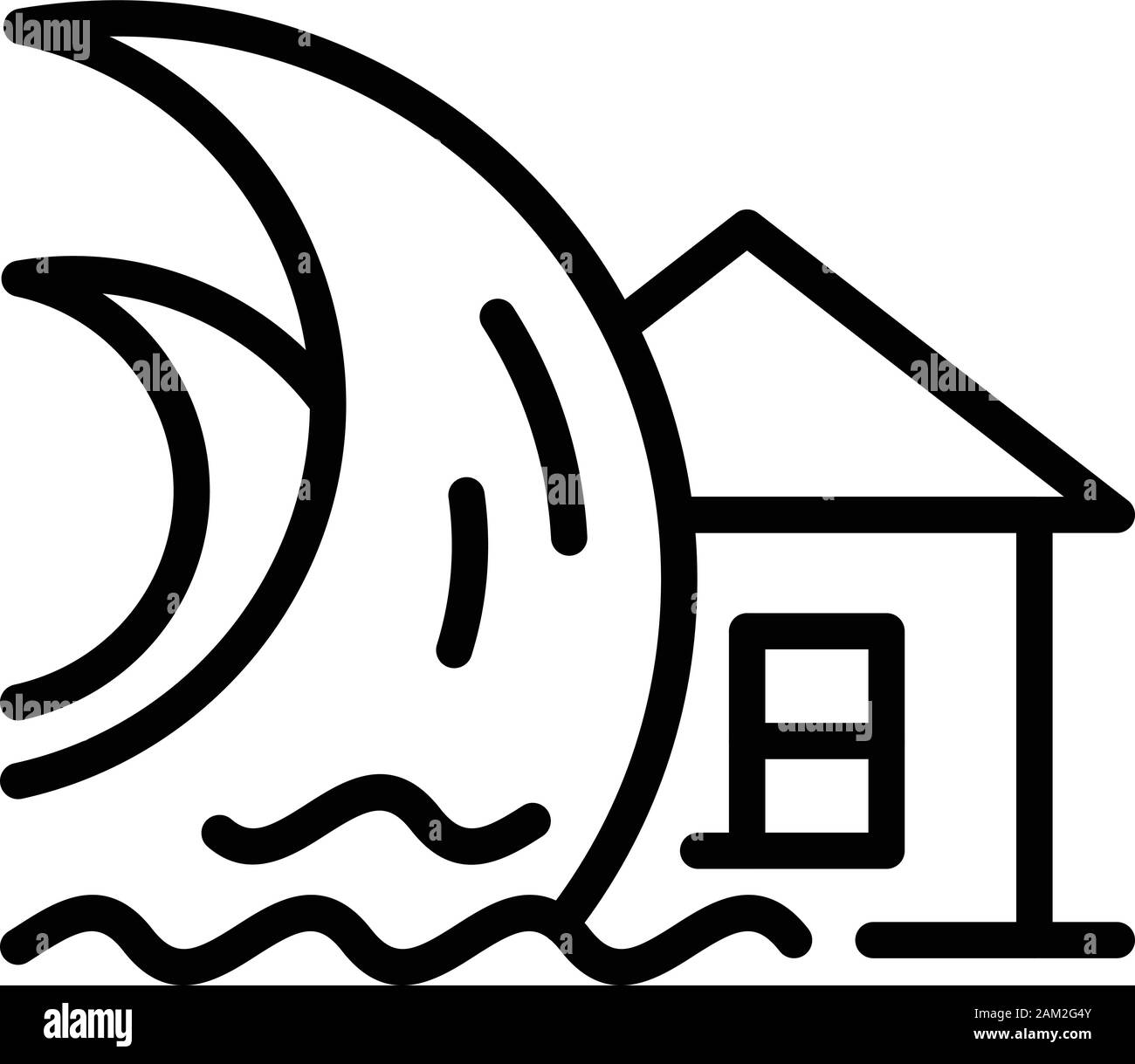 House tsunami icon, outline style Stock Vector