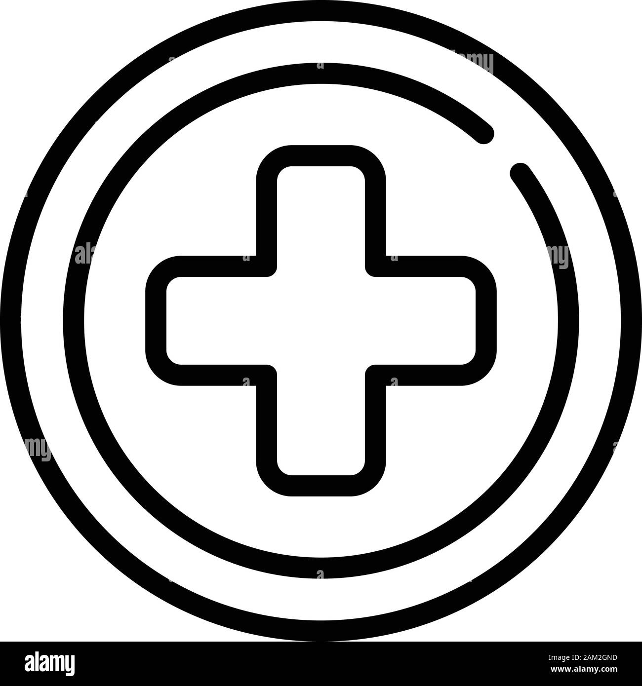 Medical cross circle icon, outline style Stock Vector