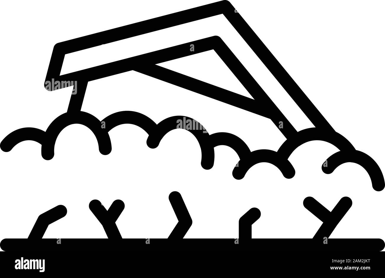 House ground collapse icon, outline style Stock Vector