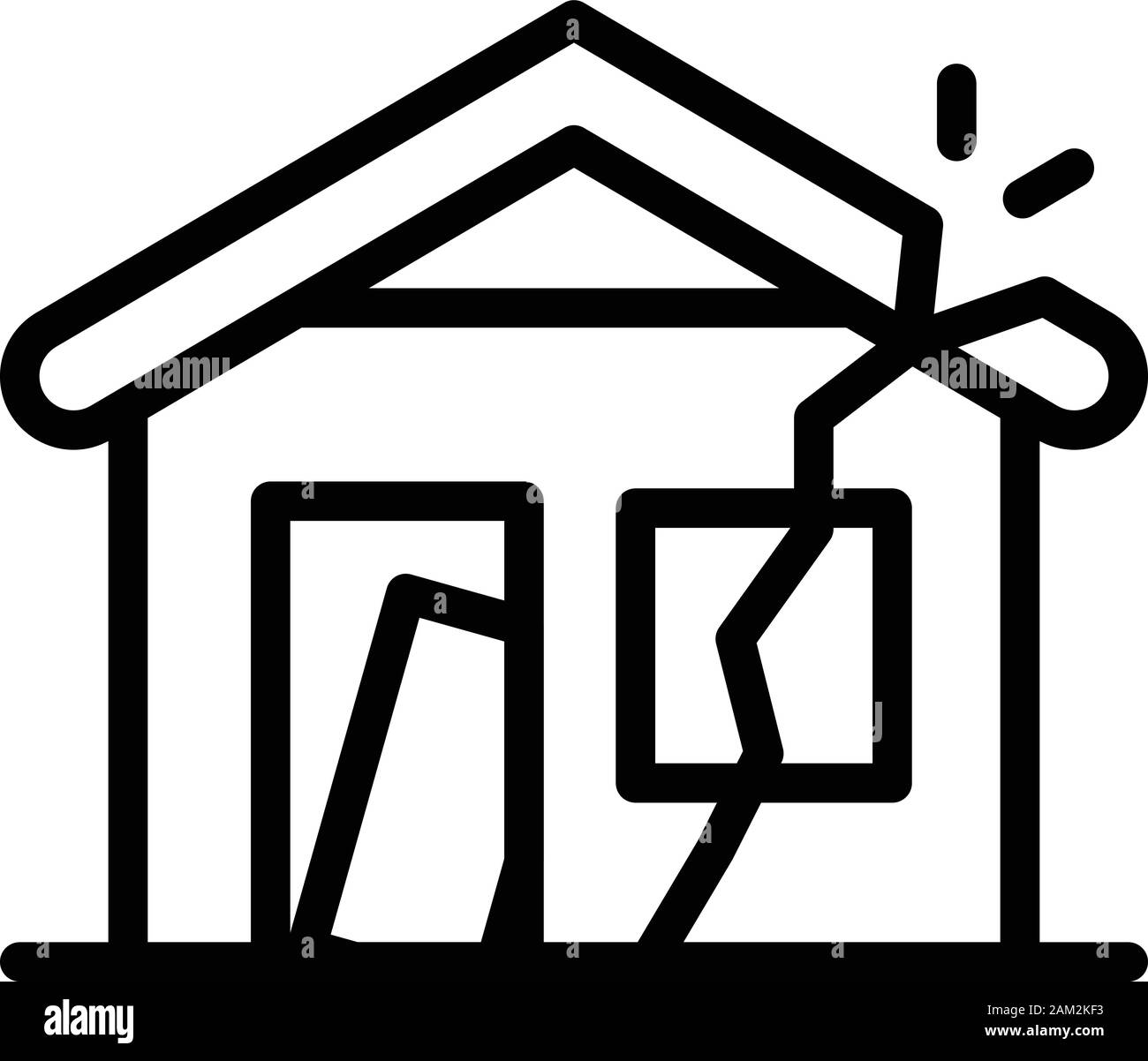 Destroyed house icon, outline style Stock Vector