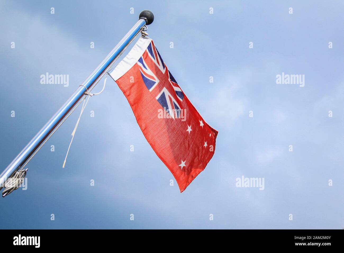 New Zealand Red Ensign, the red flag used on ships and boats Stock Photo