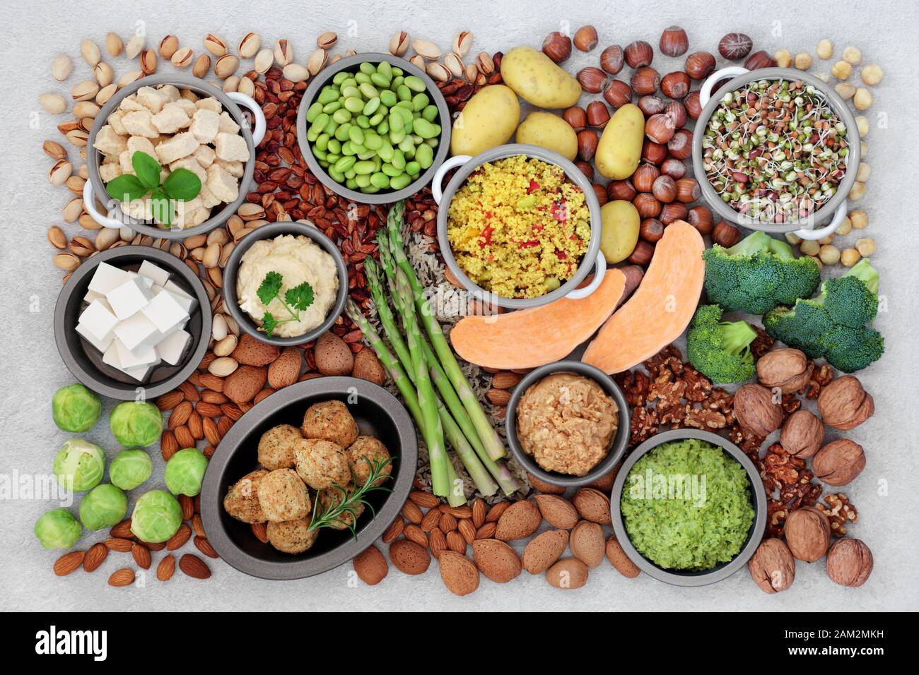 Healthy vegan food for fitness concept with foods high in protein