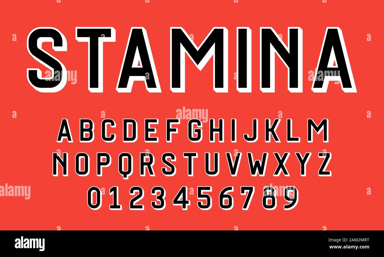 Set of alphabets font letters and numbers modern with 3d concept vector illustration Stock Vector
