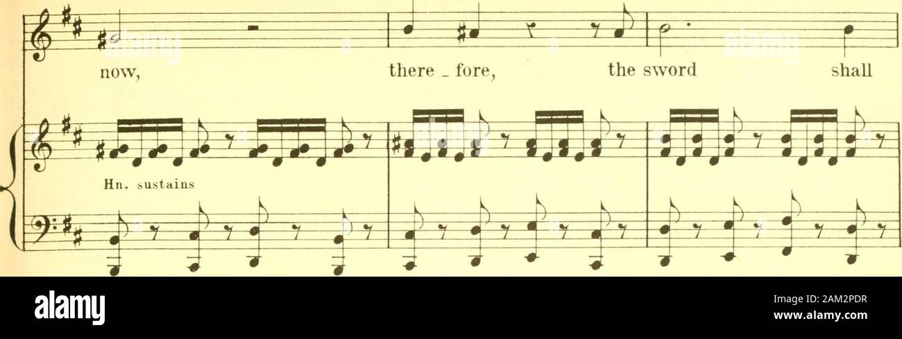 King David : an oratorio, written for the Leeds Musical Festival of 1883, the text selected from Holy writ . ^ g^   ken his wife to be thy wife  FL. added ^ ^gf ^ r*rF^ ^^TJJ t p 3;: it?=J s »* 97. nev er de   part from thy h d ^=^ r ^ r ^ F ^ F ^ S * d ^/?HJ) f .^ ^ -y—-^=^ t. r=p ^ M i^ ^ p I r ^ •« house, the sword shall nev   er de   part from thy m 4 Wind sustains ^^F^ i f ^ Ij M y -I v^ f ^^W^ ^ f ^—?—r B * f i % ^—- house. David. ^ ^ ^ i 1?==^ have sin   ned a   gainst the All Str. m *^s l=f -J J .kS J W J //• ^ J y a r P^ • p ^ ^ ^ f S. L. W. &lt;6 C. 1610. 98 * T fvpi^^i^^ Lord, a   Stock Photo