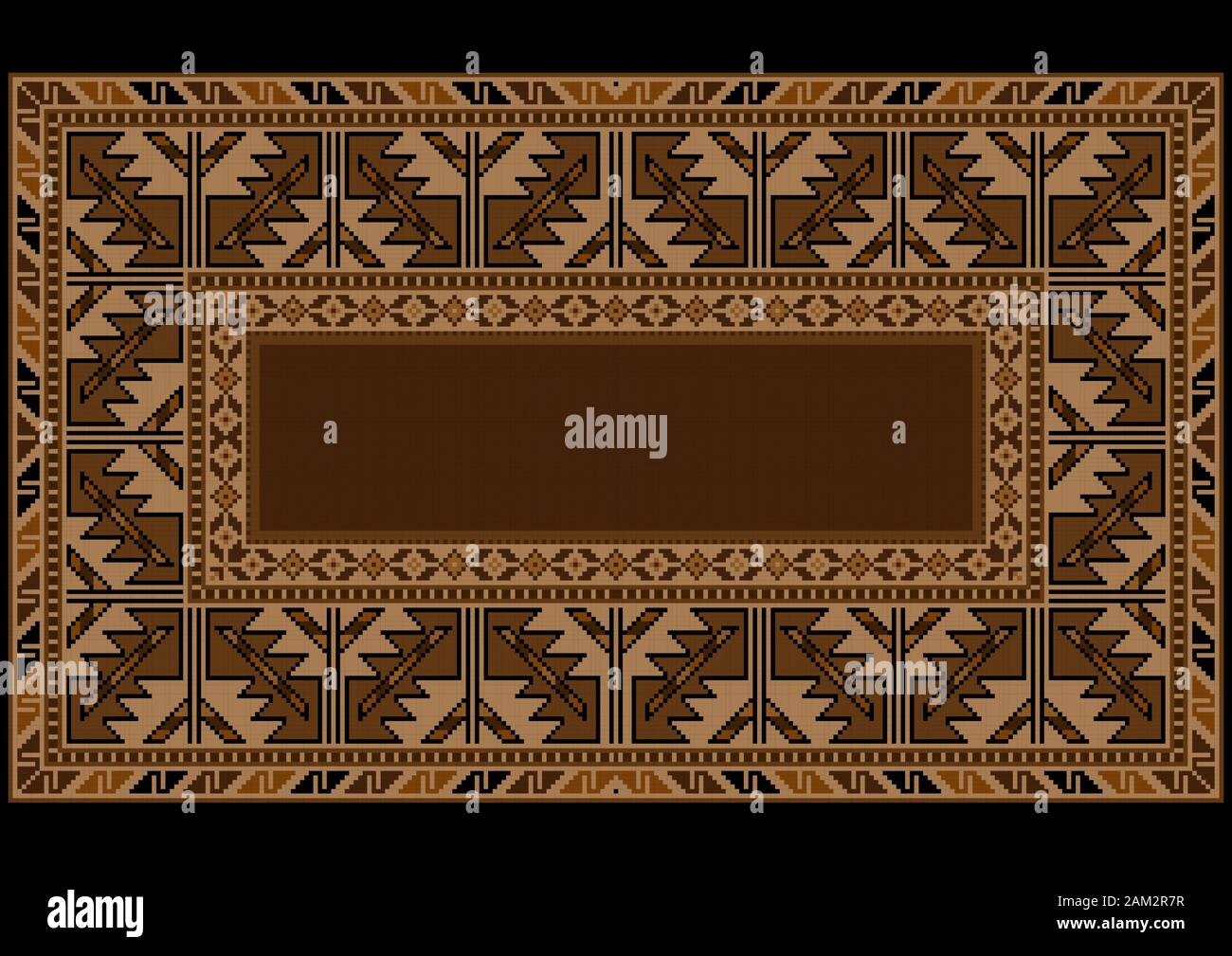 Luxury ethnic carpet with Armenian vintage ornament in brown shades ...