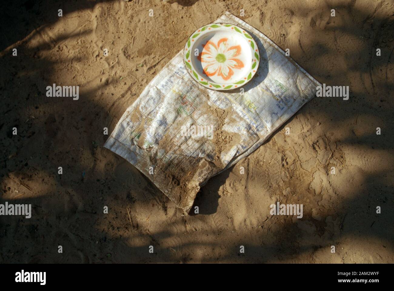 Plate and empty sack, Mwandi, Zambia, Africa Stock Photo Alamy