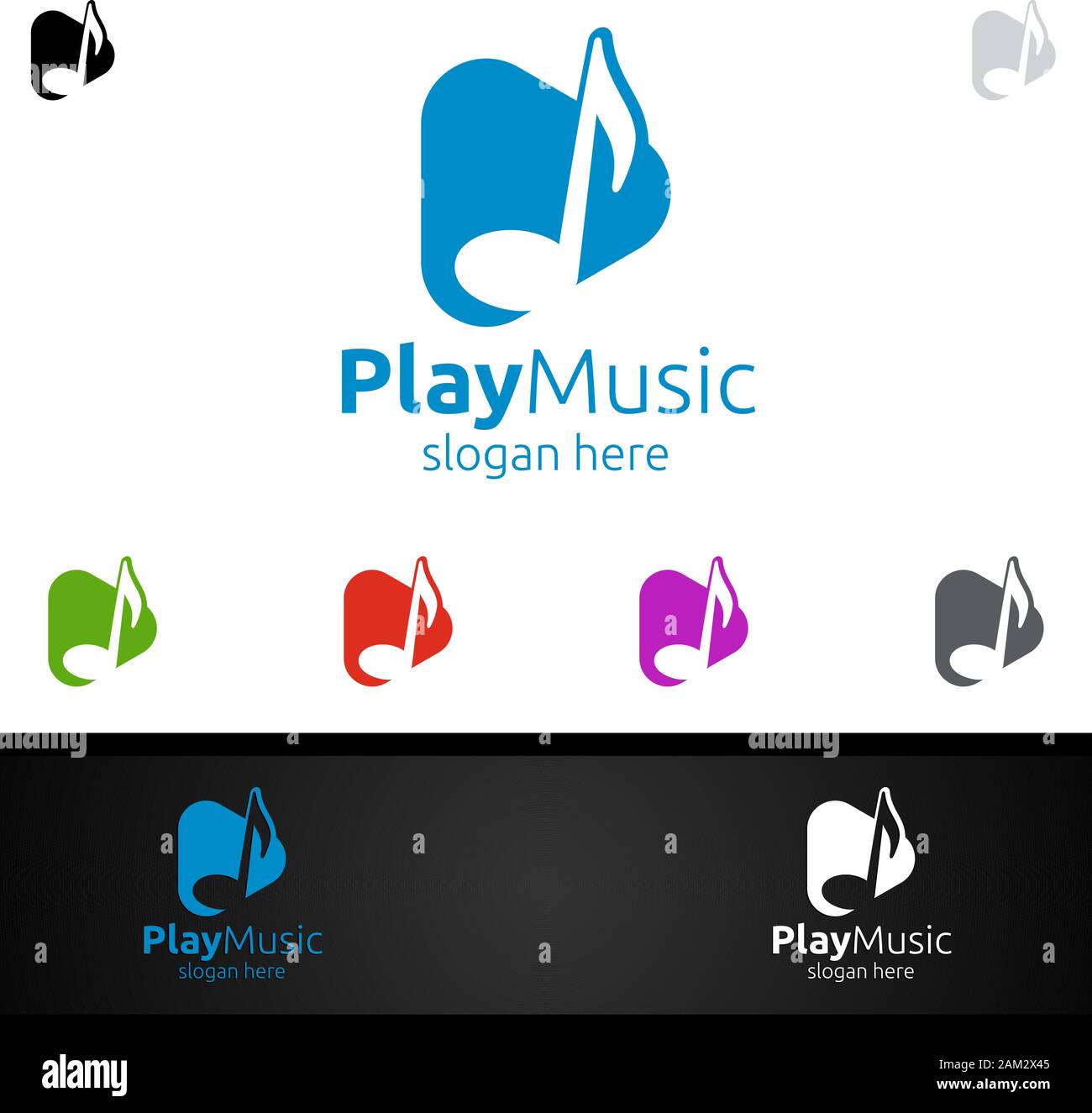 Abstract Music Logo with Note and Play Concept Stock Vector Image & Art ...