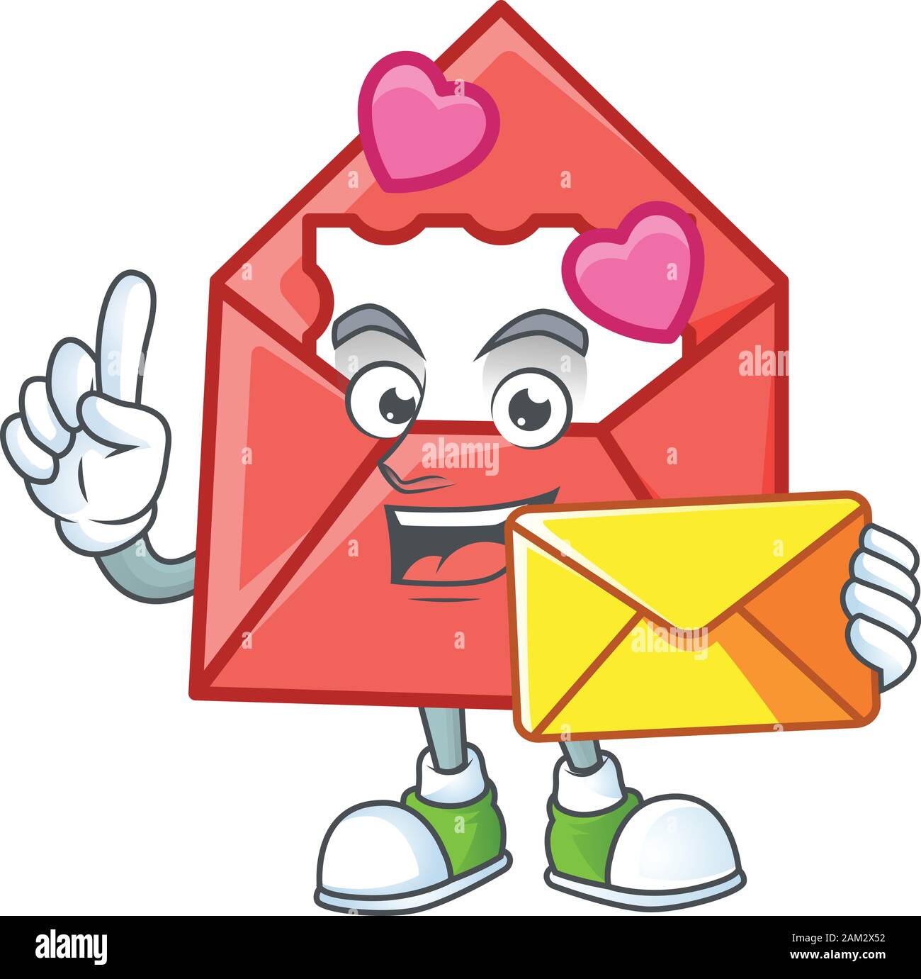 Cheerfully love letter mascot design with envelope Stock Vector Image ...
