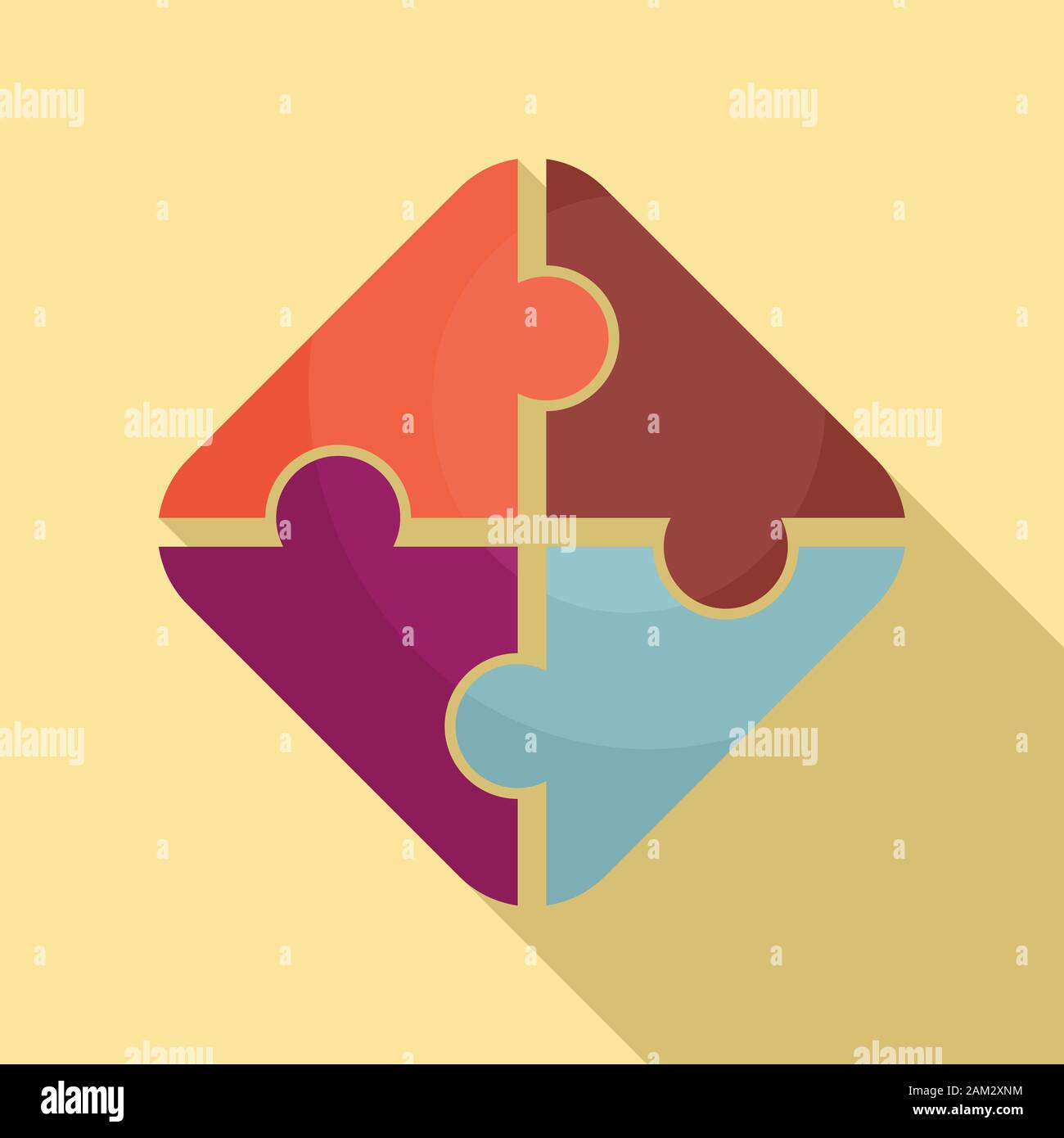 Square jigsaw icon. Flat illustration of square jigsaw vector icon for ...