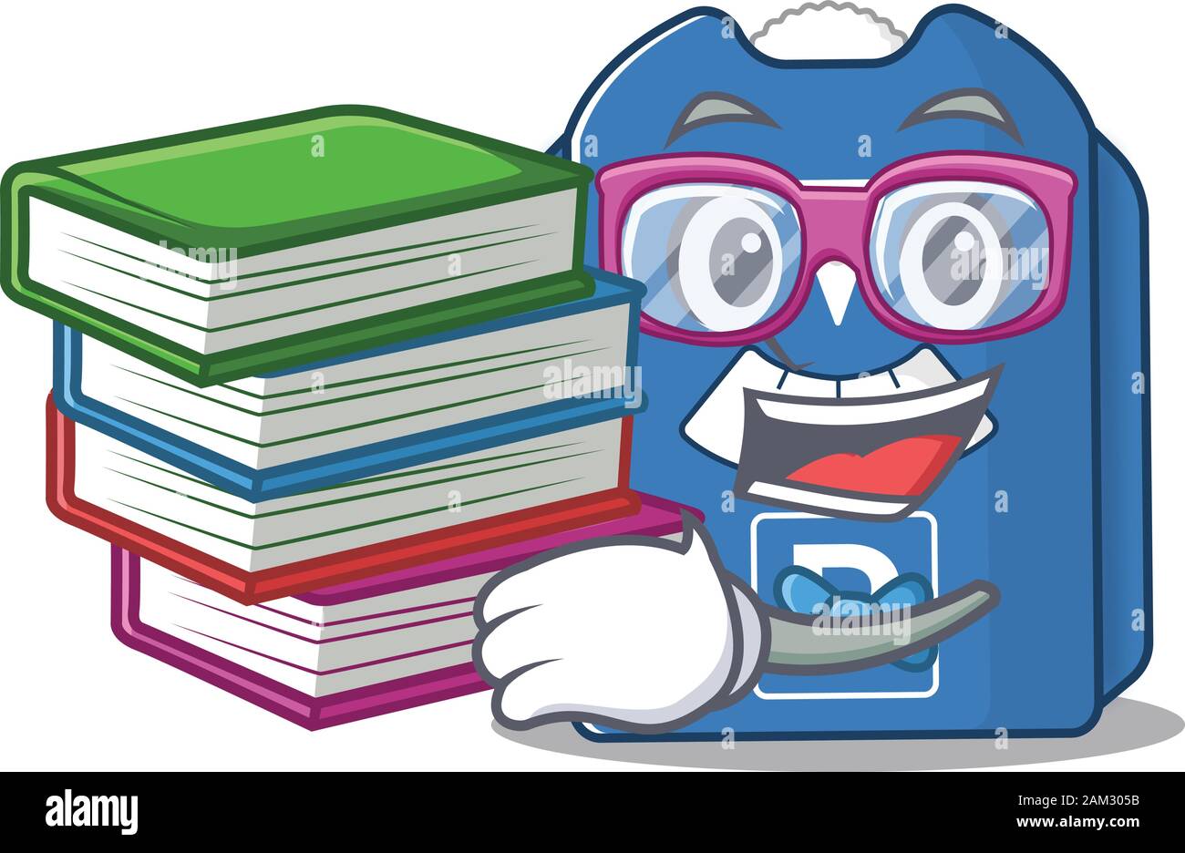 Cool and clever Student parking disc mascot cartoon with book Stock Vector