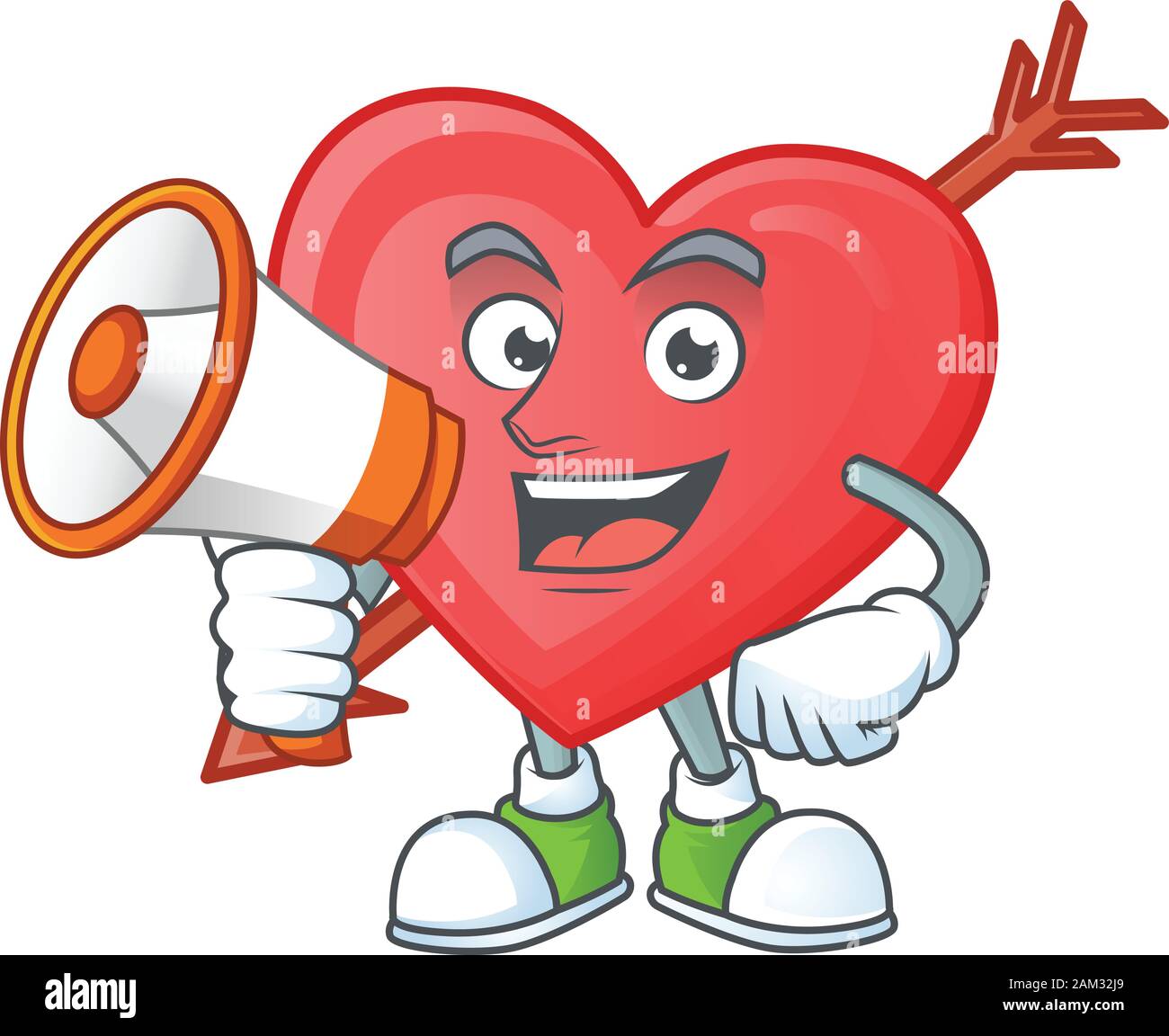 Cool cartoon character of arrow love holding a megaphone Stock Vector ...