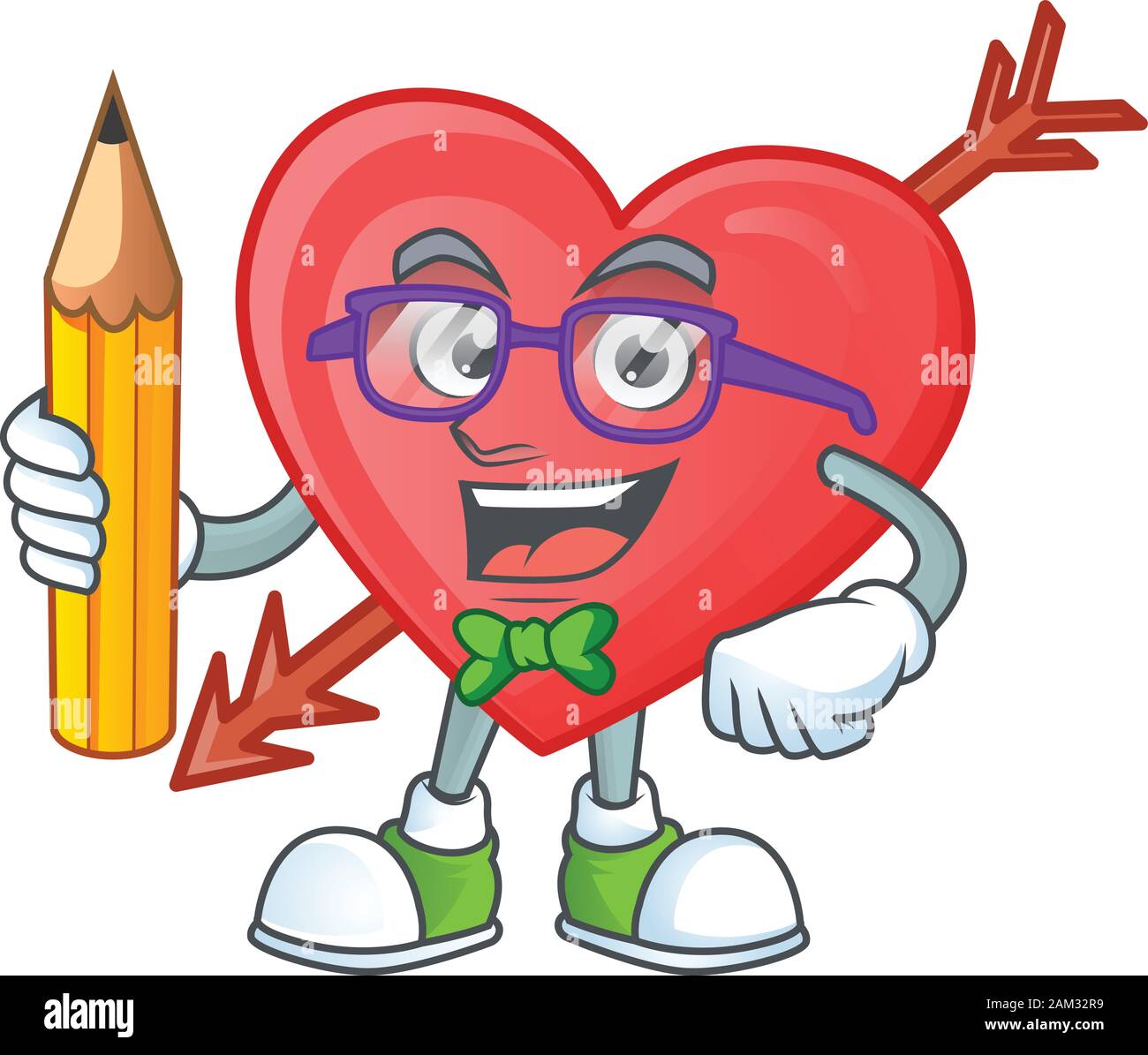A picture of Student arrow love character holding pencil Stock Vector ...