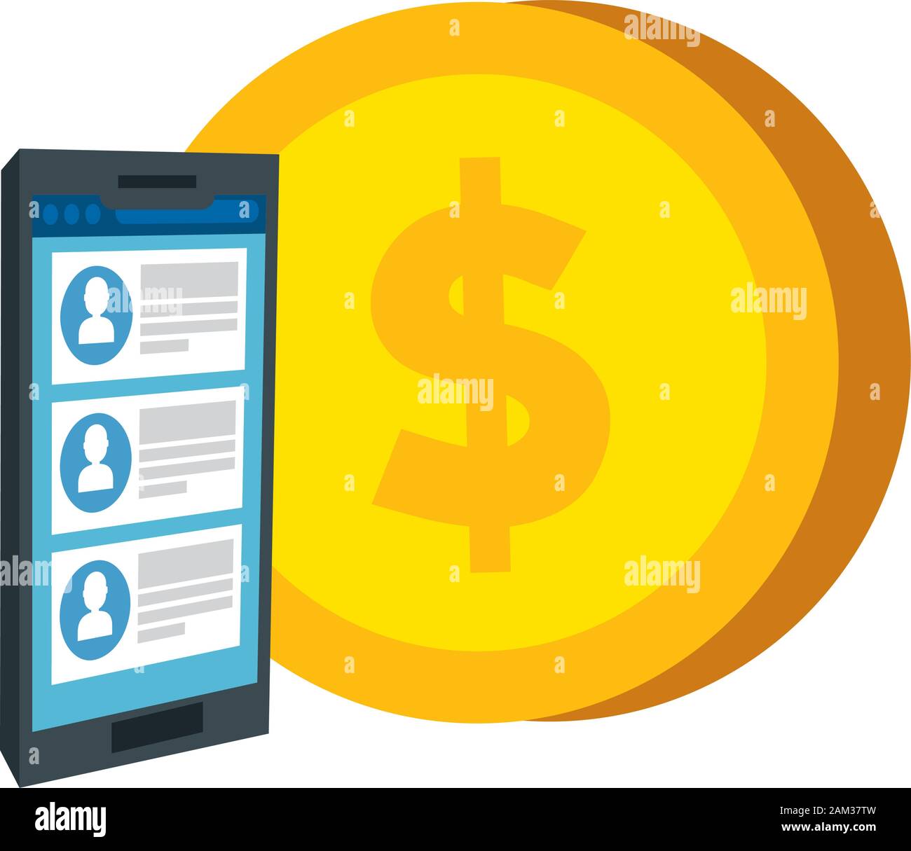 smartphone device with chat and coin Stock Vector Image & Art - Alamy