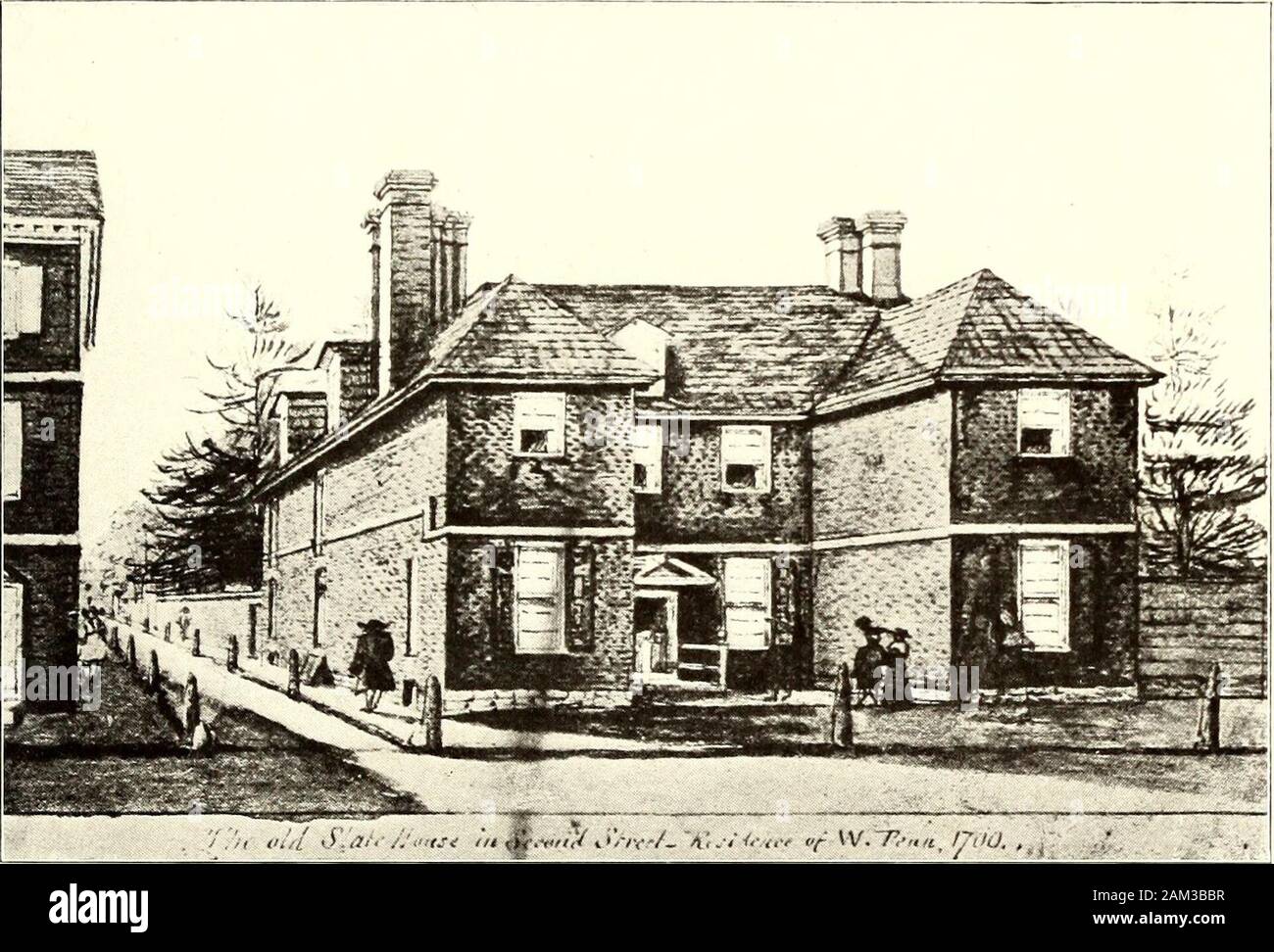 Domestic architecture of the American colonies and of the early republic . eems to have depended on the use of special bricks for fac-ing2—the Flemish bond being preferred in this case because of its greater propor-tion of stretchers. In Jamestown English bond is found in the tower of the church, 1 William and Mary College Quarterly, vol. 15 (1907), p. 212. 2 Innocent, English Building Construction, p. 151. 42 THE SEVENTEENTH CENTURY built 1639-1647, and in the walls of the houses excavated there, 1662-1666; but inthe Warren house at Smiths Fort, built in 1651 or 1652, Flemish bond is used, an Stock Photo