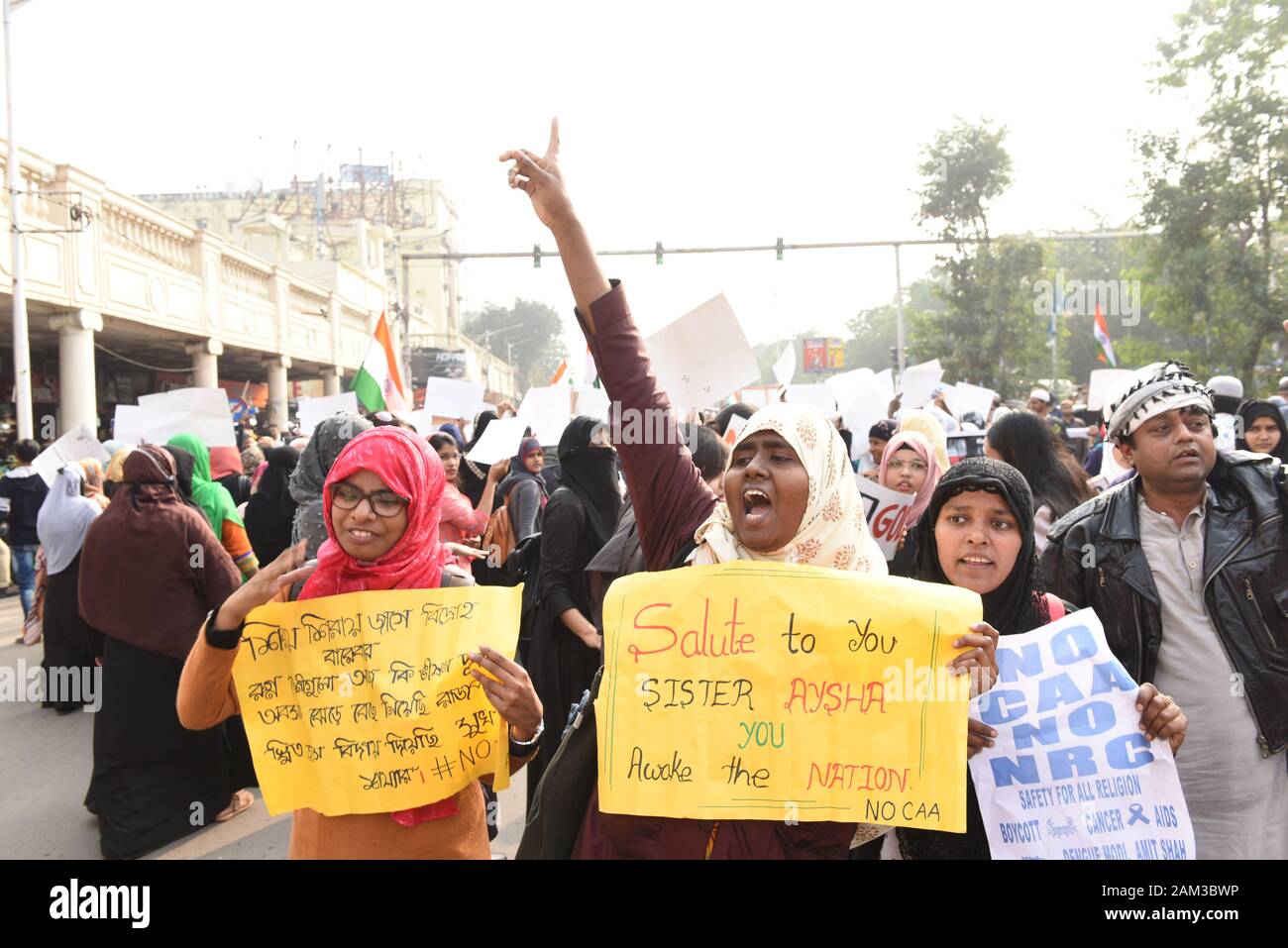 Kolkata, India. 10th Jan, 2020. A protest rally was organised from the heart of the city, The Statesman House to Gandhi Statue. Retd. IAS Harsh Mander, IAS. Sasikanth Senthil, JMU student Aysha Renna N and Director of United Against Hate Nadeem Khan also walked in this rally to protest a Citizenship Amendment Act by India and also the state administration brutality towards the protest students of universities. Kolkata 10.01.2020 (Photo by Sukhomoy Sen/Pacific Press) Credit: Pacific Press Agency/Alamy Live News Stock Photo