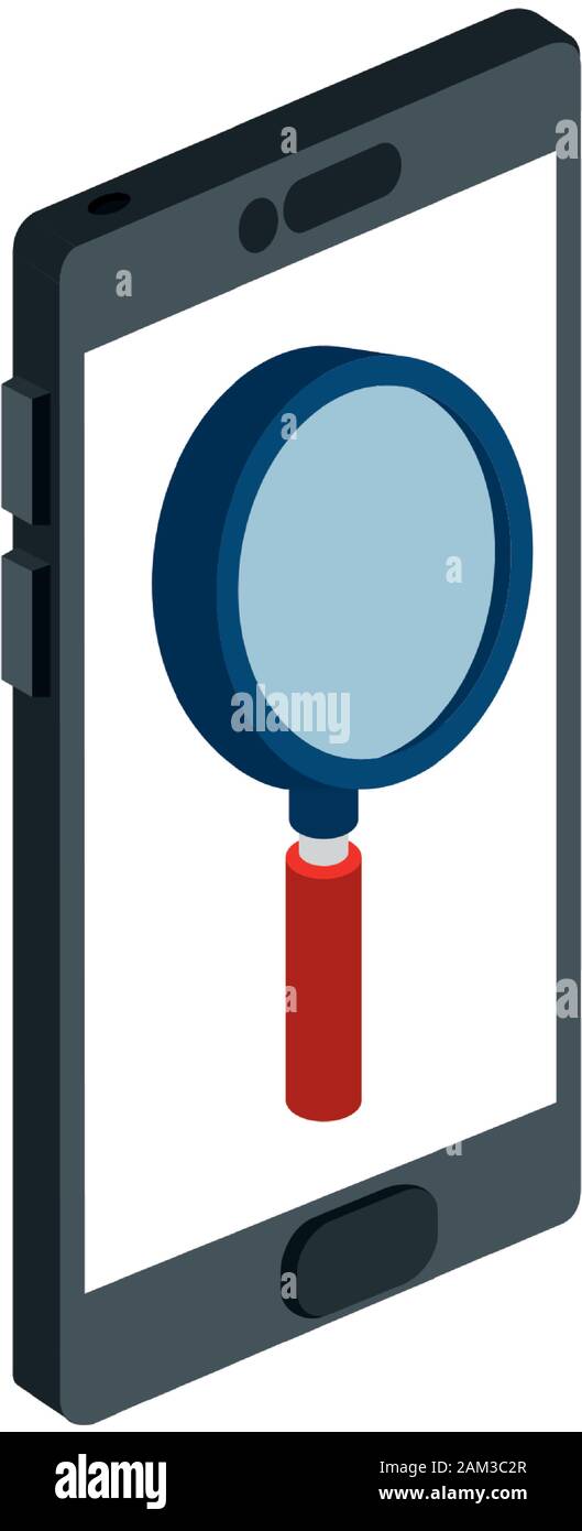 smartphone device with magnifying glass Stock Vector Image & Art - Alamy