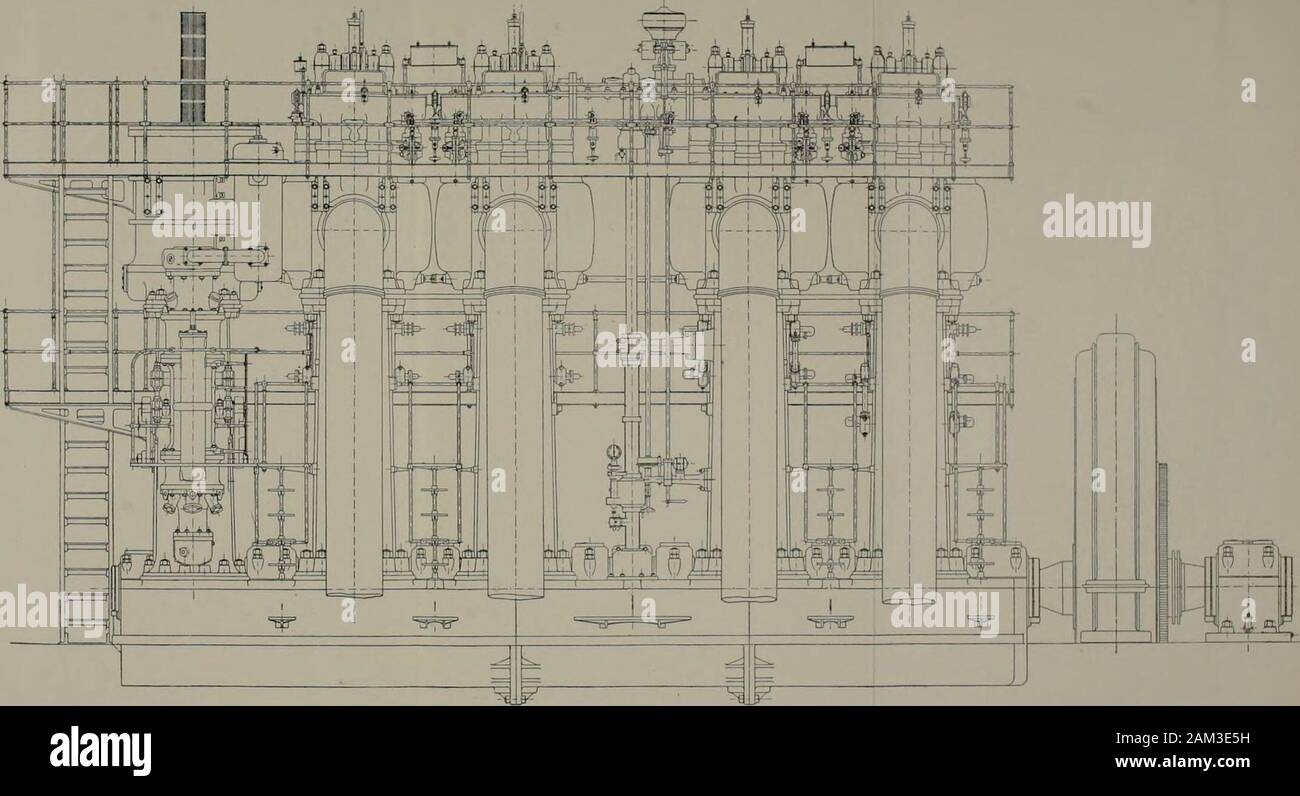 Diesel engines for land and marine work . [To face page 114.. Fig. * 19,—Elevation of Ctirels