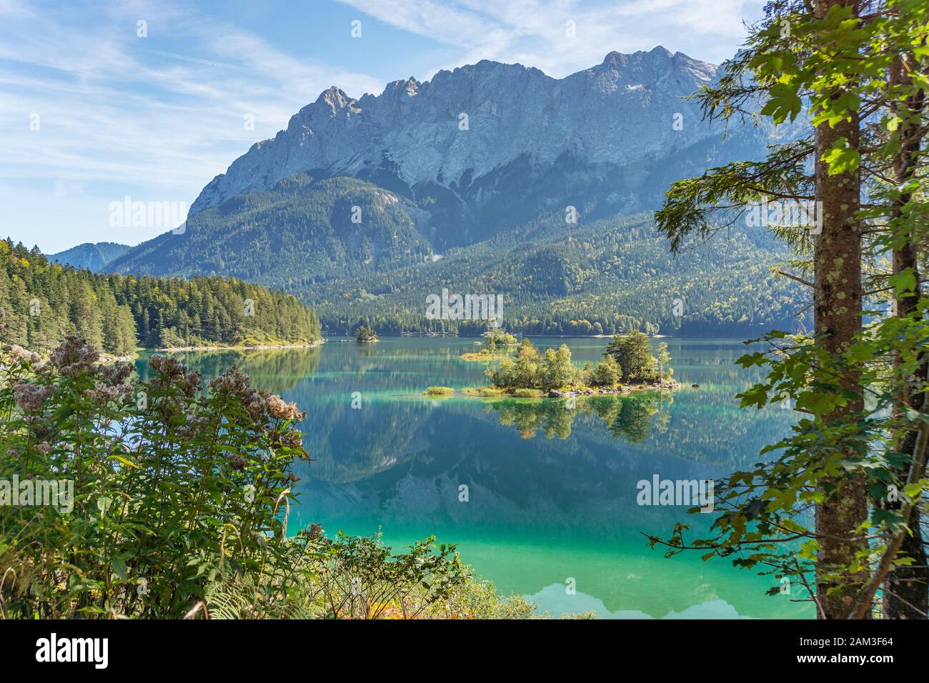 Garmisch-Partenkirchen - Close-Up to Lake Eib reflected in the Water with  Alps-Panorama/ Bavaria / Germany Stock Photo - Alamy