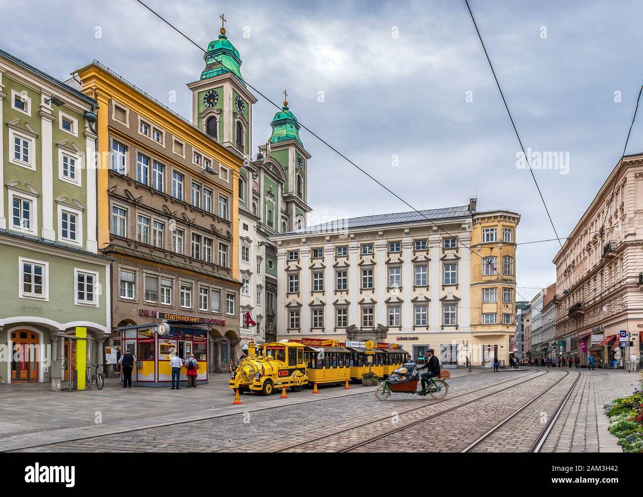 View at the central square of Linz, Austria Stock Photo