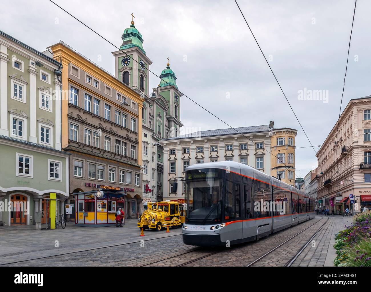 View at the central square of Linz, Austria Stock Photo