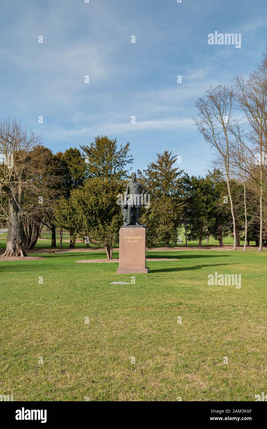 Essen - View to Monument of Alfred Krupp at Villa Huegel, born  in 1812 and died in 1887, North Rhine Westphalia, Germany, Essen, 23.02.2019 Stock Photo