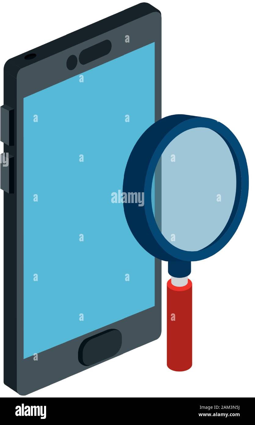 smartphone device with magnifying glass Stock Vector Image & Art - Alamy