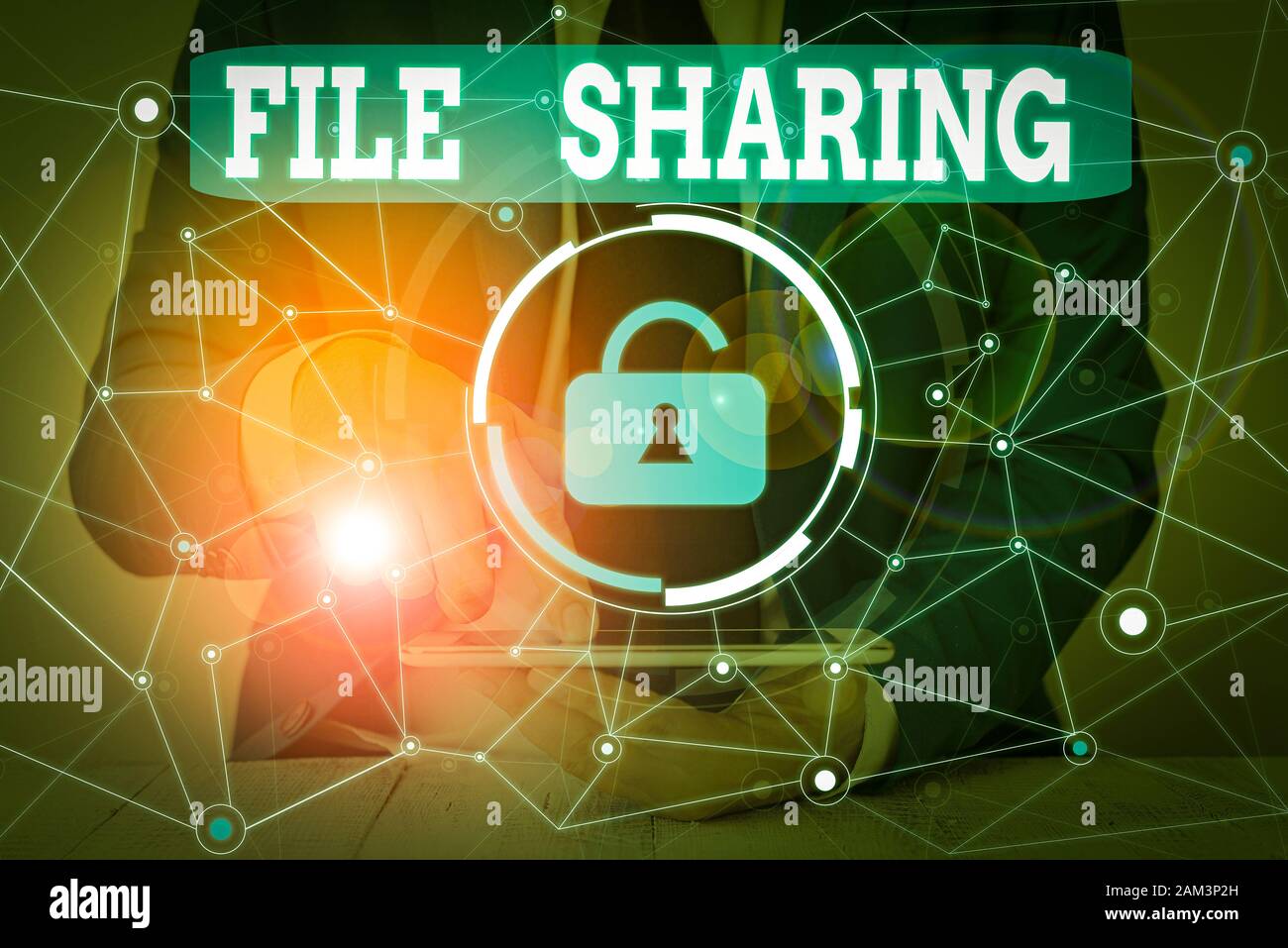 Text sign showing File Sharing. Business photo showcasing transmit ...
