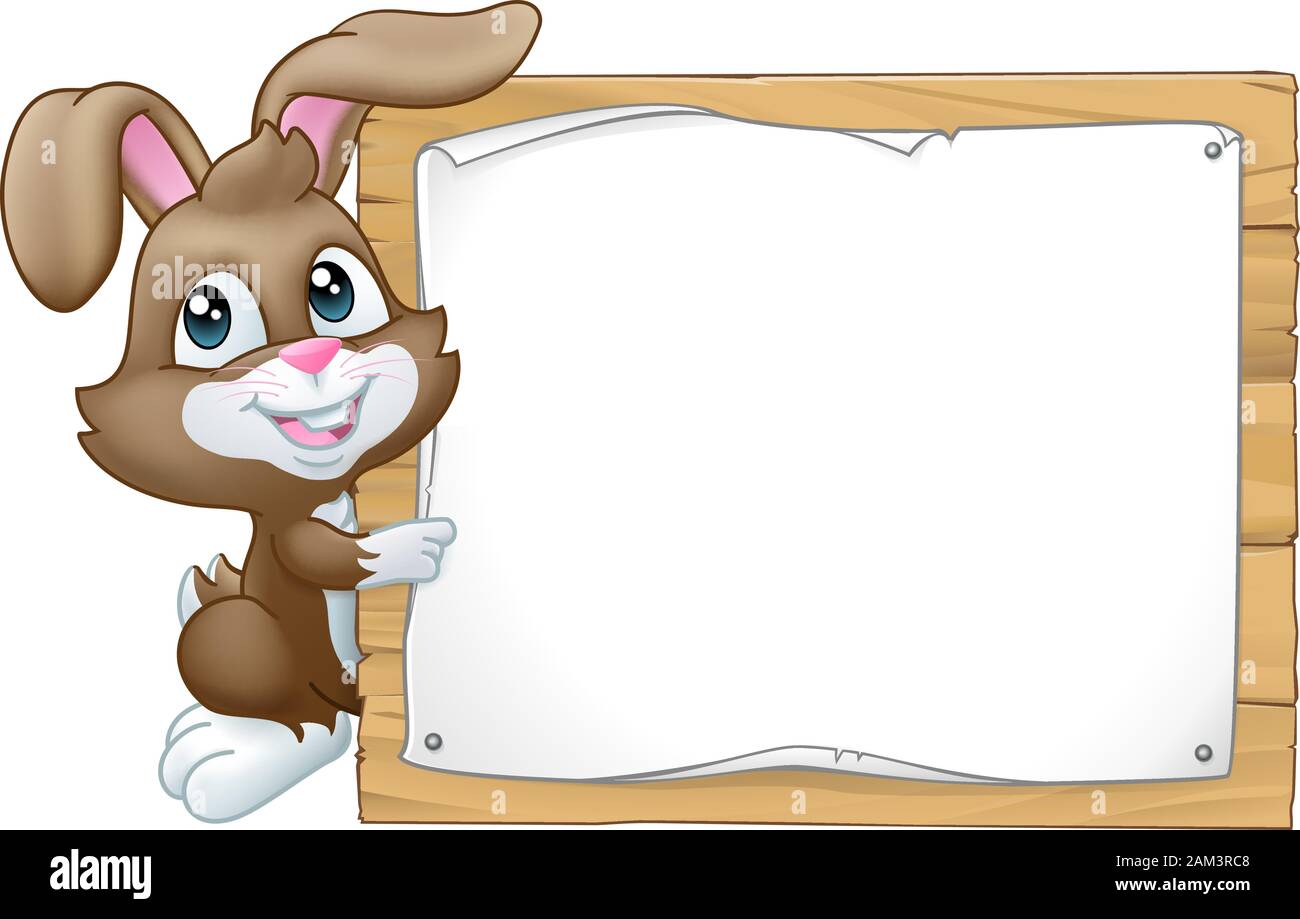 Easter Bunny Rabbit Sign Background Cartoon Stock Vector Image & Art - Alamy