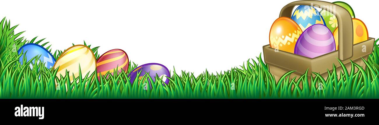 Easter Eggs Basket Background Stock Vector