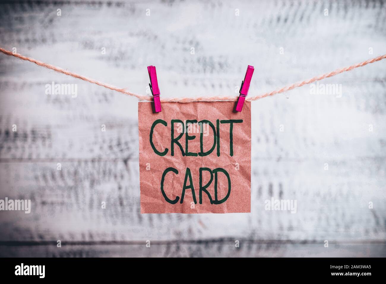 Conceptual hand writing showing Credit Card. Concept meaning card that allows you to borrow money against a line of credit Clothespin rectangle shaped Stock Photo