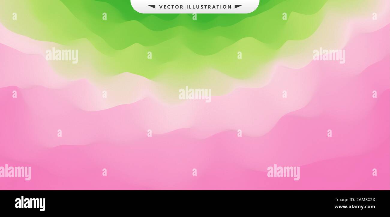 Wavy gradient backdrop. Abstract background with dynamic effect. Bright smooth transitions. 3D vector Illustration for design. Stock Vector