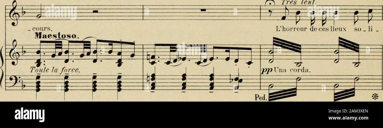 Armide, tragedie lyrique, 5 acts . trop char.mant li   en. Hé   las!. é que mon a   mour est dif  forent du feN i t ?à P ^* f ^3 b J r i Tf&gt;- ?—? tf/fr^ ^ s m sf=^Col canfo.p PP * 3=z—?— S S «=£ f F ; =: Récit. w—w ^^ C i^ r ppt gipir-^^PMp-jfg sien!AU! vivace Quel le vengeance ai-jeà pré   ten.dre Si je le veux aimertoujours? Uiï&Q 55 é -g- m // t=t p -6- 77 ^3 1ÎM41. H, 132 ^=^ ^ r p r p É y: Quoi,Ail? vivace. ce   der sans rien en.tre.pren   dre? pi p t if € S * i! .#• r=i F=? Jf ^ i- ? ##*«. ^=^ & 2 n Non! i il faut ap pe ler la Hai -4ê l  m ne à mon se   P^H P M m 9- *!? * II* ff. Co Stock Photo