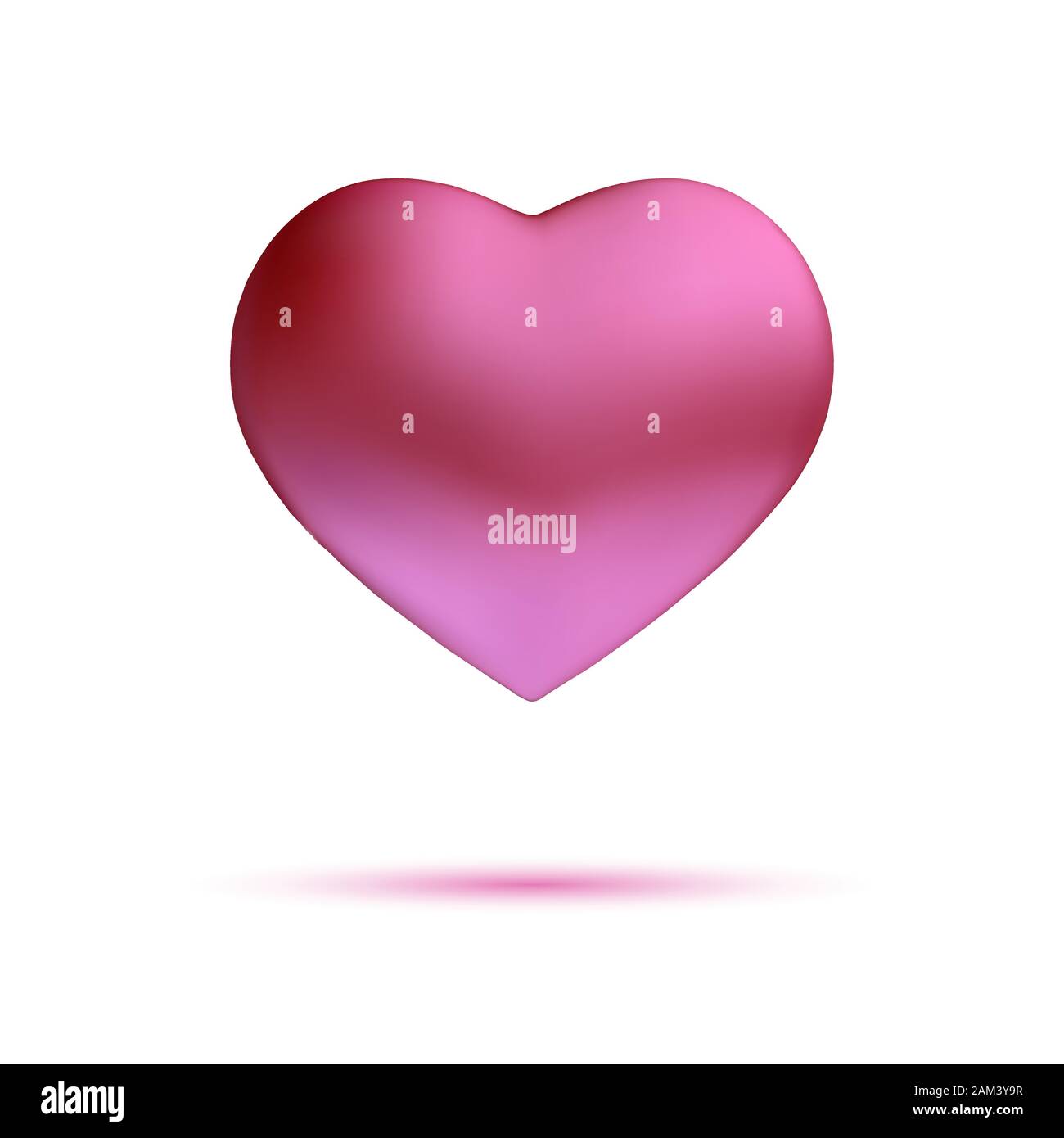 Pink heart. 3D love symbol isolated on white background. Element for ...