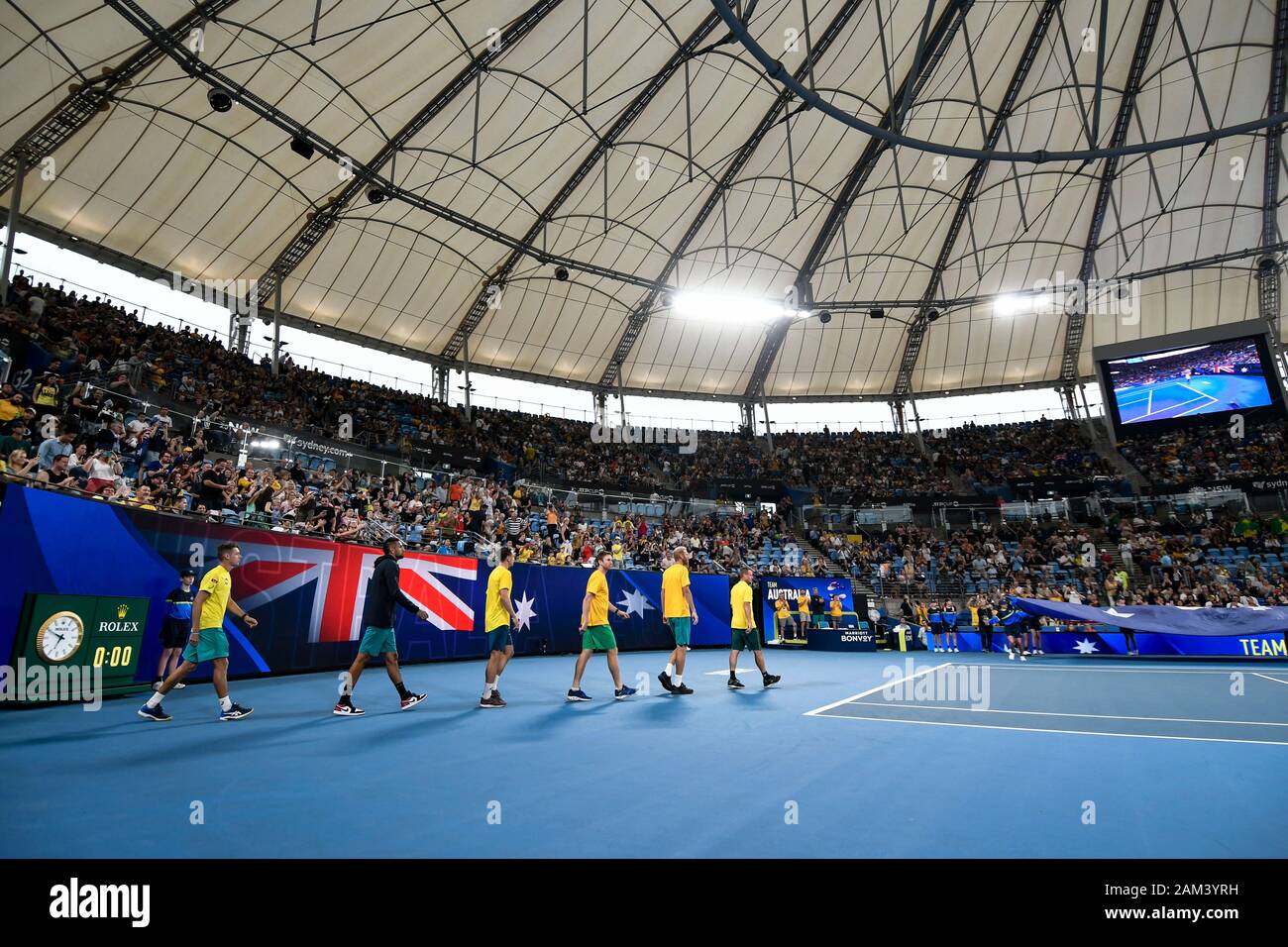 11th January 2020; Sydney Olympic Park Tennis Centre, Sydney, New South  Wales, Australia; ATP Cup Australia, Sydney, Day 9; Australia versus Spain;  Nick Kyrgios of Australia versus Roberto Bautista Agut of Spain;