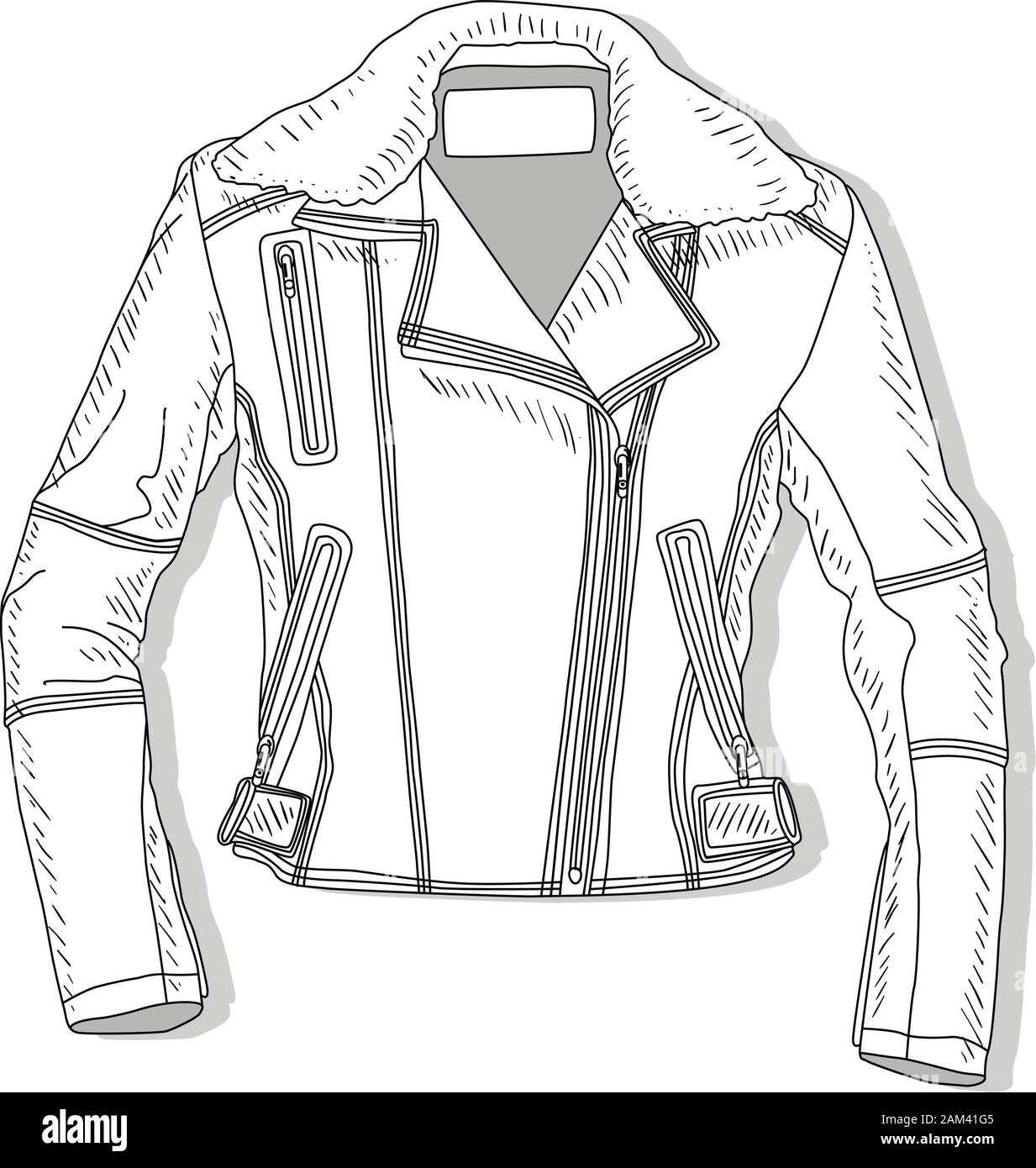 Pilot jacket. Bomber. Vector illustration of female pilot jacket on white. Stock Vector