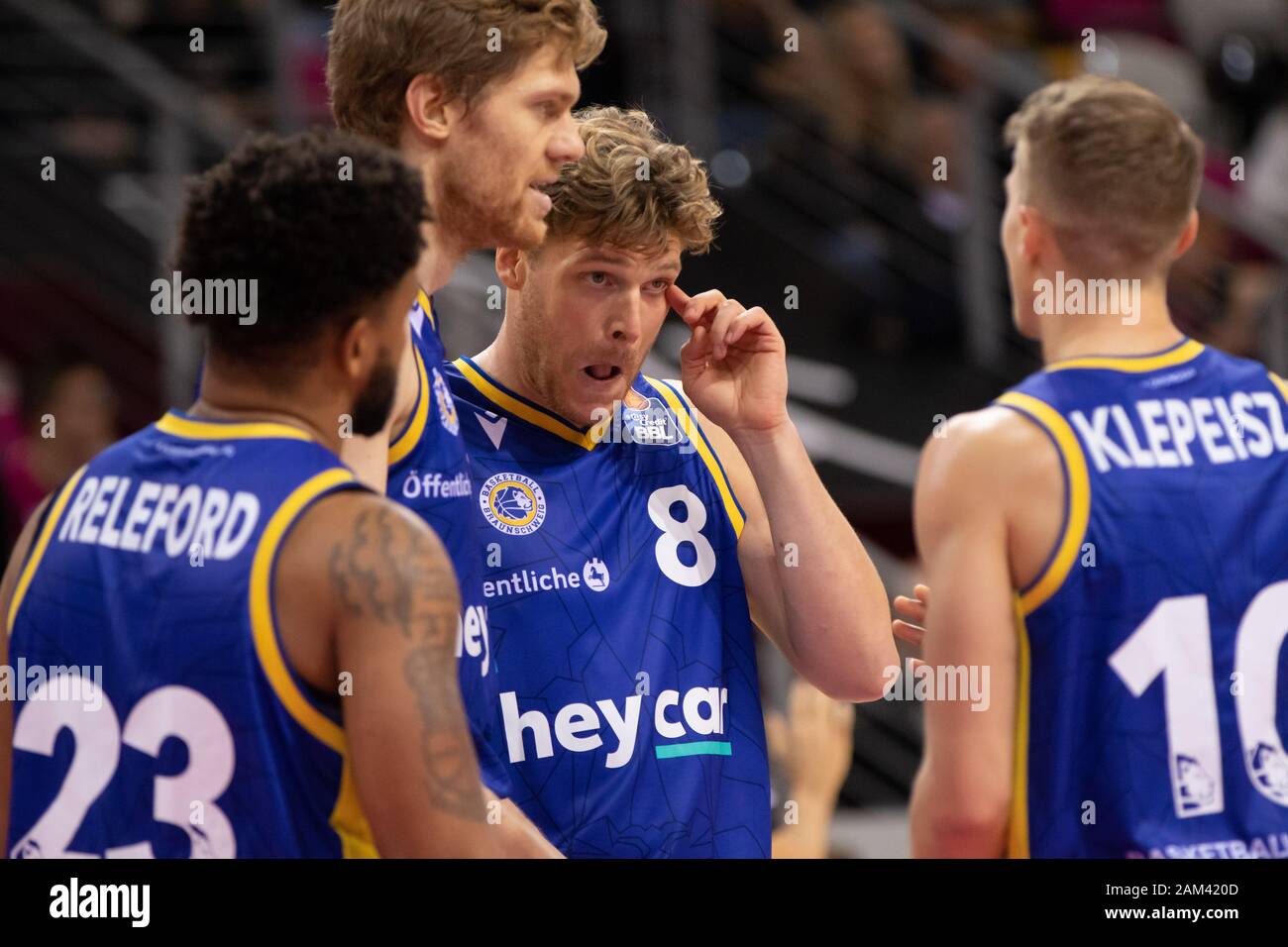 Bonn, Germany, 10.01.2020, Telekom Dome, Basketball, Bundesliga, BBL, Telekom Baskets Bonn vs Basketball Loewen Braunschweig: Lucca Staiger (Braunschw Stock Photo