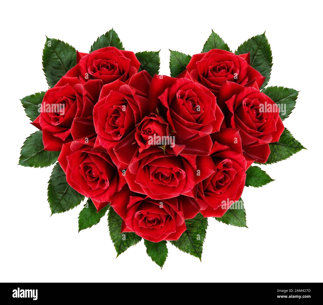 Red rose flowers heart isolated on white Stock Photo - Alamy
