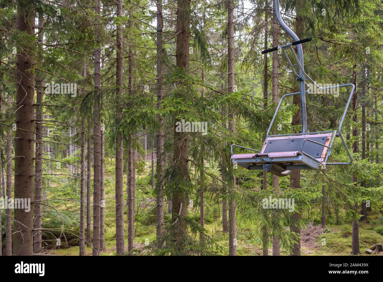Chair lift to Szrenica Mountain in Giant Mountains in Szklarska Poreba, Poland Stock Photo