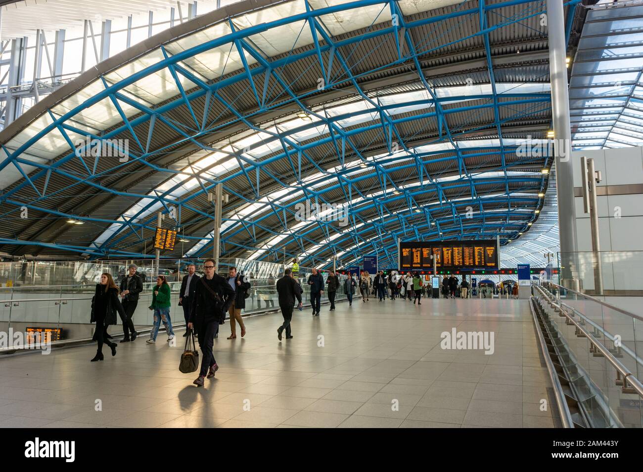New domestic platforms replace the old Eurostar terminal at Waterloo railway station, London Stock Photo