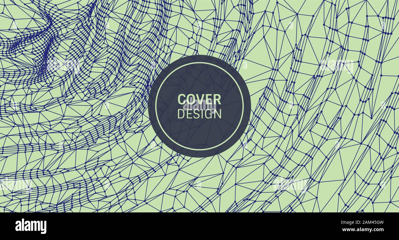 Abstract science or technology background. Graphic design. Network illustration. 3D grid surface. Stock Vector