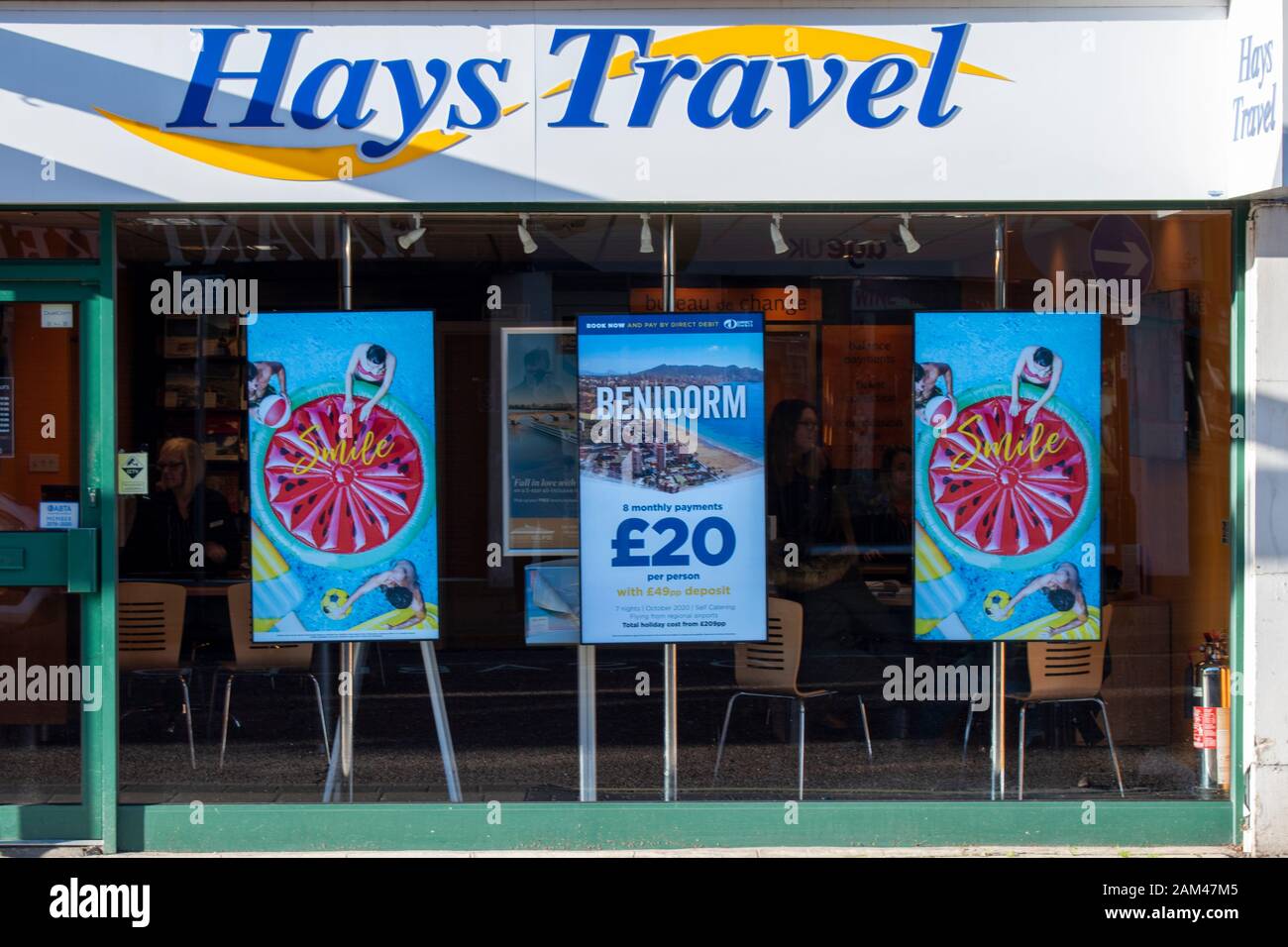 Havant, Hampshire, UK, January 10, 2020. Hays Travel Shop near the centre of Havant. Stock Photo