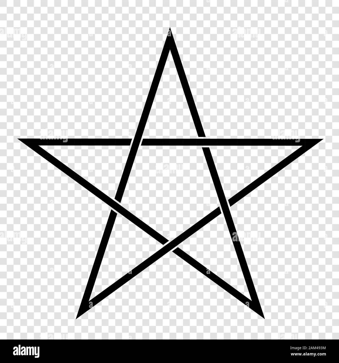 Illustration of a Pentagram, a five-pointed star. Esoteric or magic symbol of Occultism and Witchcraft. Isolated on transparent background - vector Stock Vector