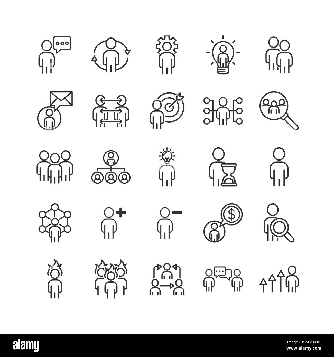 People leadership icon set in line style. Person collection vector ...