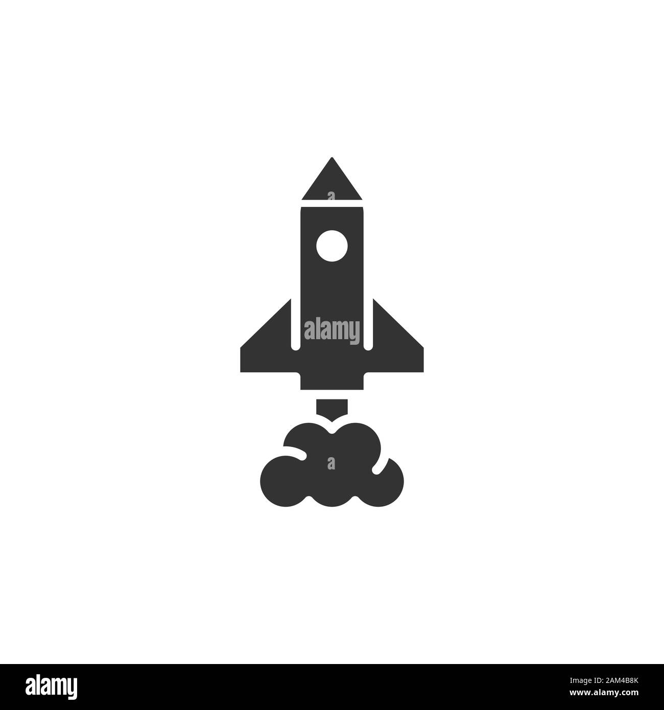 Rocket icon in flat style. Spaceship launch vector illustration on ...
