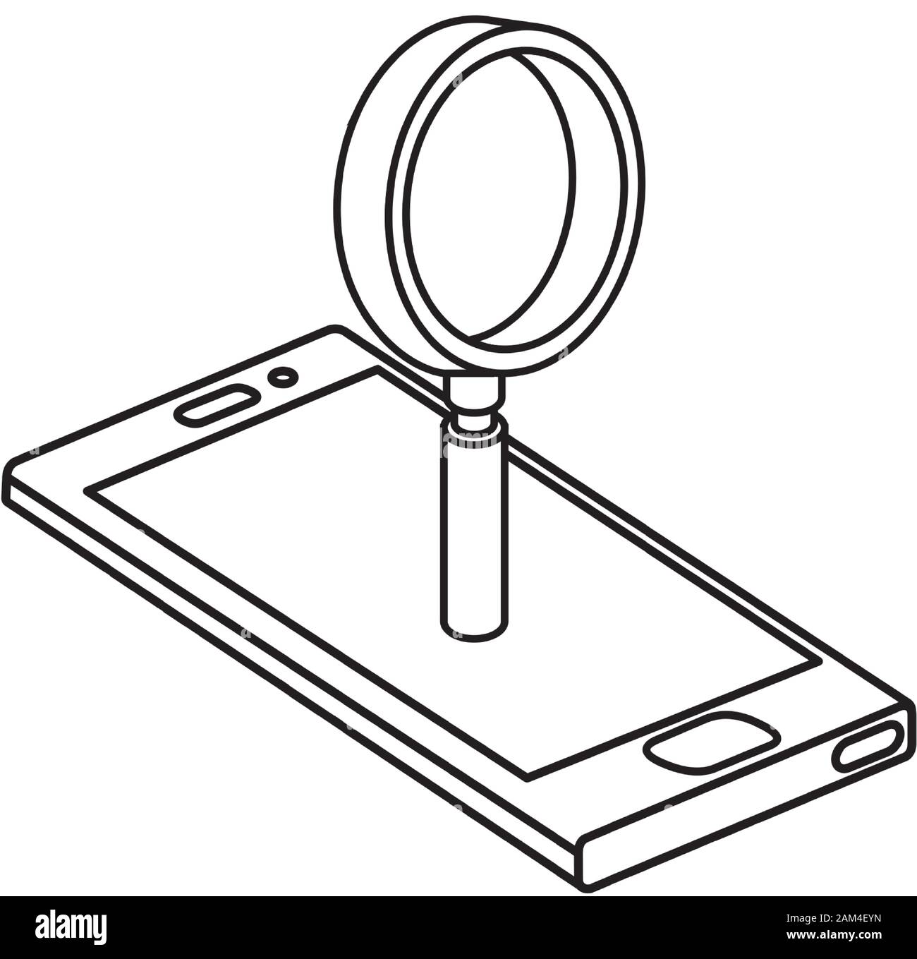 smartphone device with magnifying glass Stock Vector Image & Art - Alamy