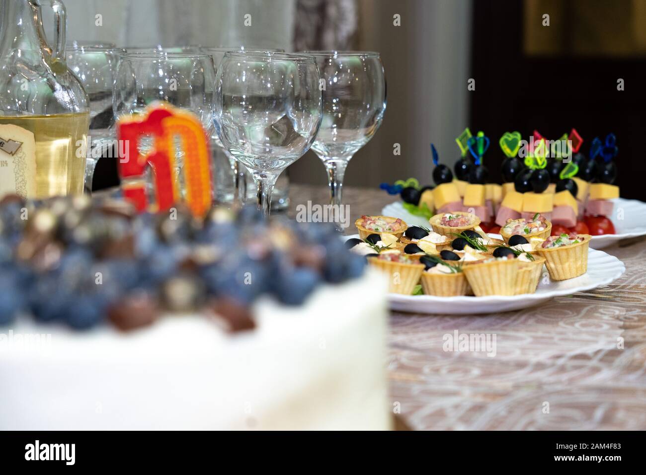 Buffet Table At The Birthday Party 50 Years Stock Photo 339389907