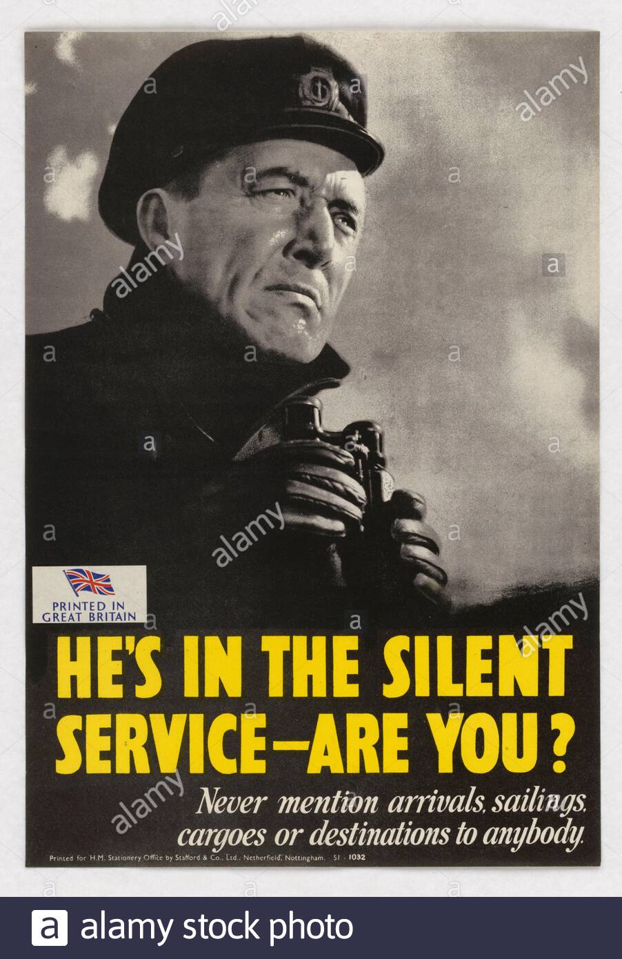 British World War 2 Public Information Propaganda Poster Stock